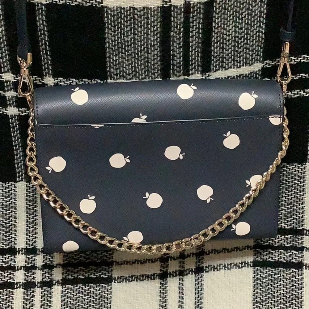 Kate spade Carson orchard toss blue apple print purse - Picture 3 of 13